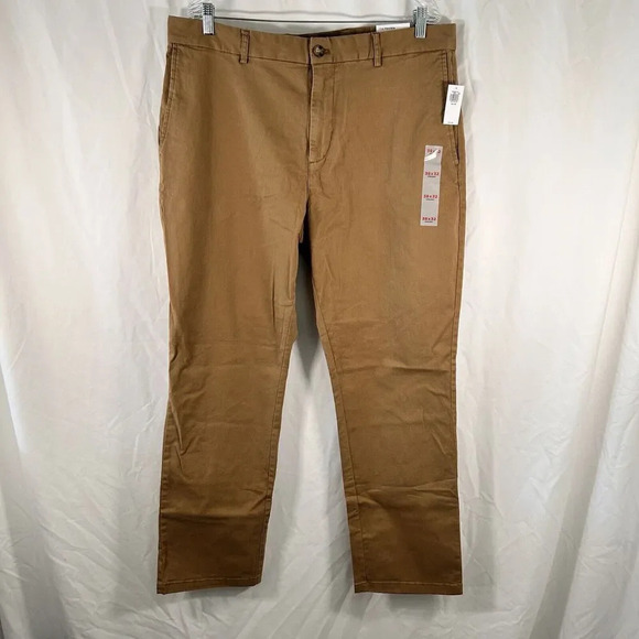 Old Navy Pants Men's 38x32 Brown Straight Cotton Blend Work Office New - Picture 1 of 8